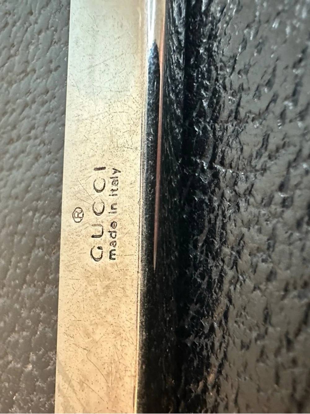 Gucci Black Leather Wallet Silver Bar Logo Compact - Picture 2 of 13